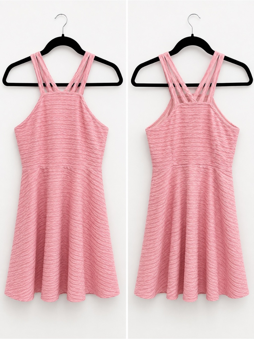 The Children’s Place Girls Pink Textured Strappy Fit & Flare Dress Size 10/12